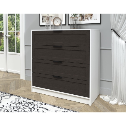 Kомод Тренд КТ-К100 (Белый ЛДСП/ Дуб английский ЛМДФ) Ш1000 В1020 Г451 Kомод Тренд КТ-К100 (Белый ЛДСП/ Дуб английский ЛМДФ) Ш1000 В1020 Г451